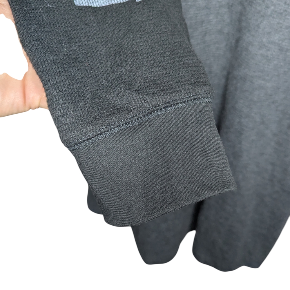 American Eagle Long Sleeve Tee Men's Large Gray Black Super Soft Thermal Hoodie - Picture 6 of 11
